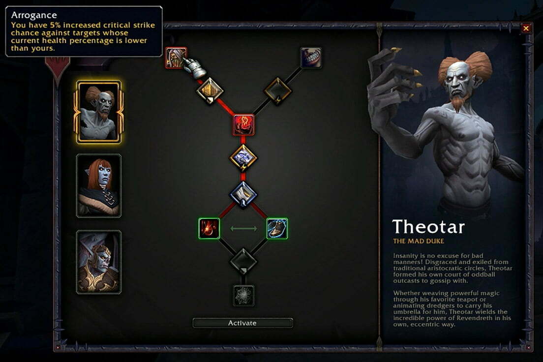 Exemplos de habilidades customizáveis para Theotar